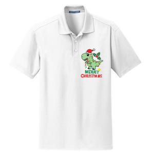 Merry Christmas Dino Holiday Dry Zone Grid Polo