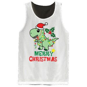 Merry Christmas Dino Holiday Mesh Reversible Basketball Jersey Tank