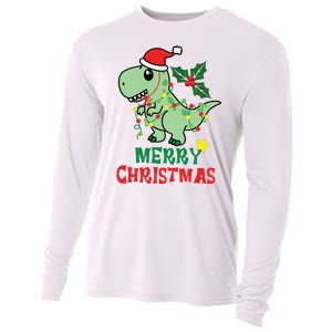 Merry Christmas Dino Holiday Cooling Performance Long Sleeve Crew