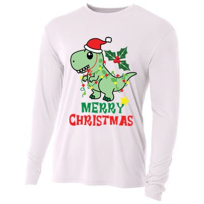 Merry Christmas Dino Holiday Cooling Performance Long Sleeve Crew