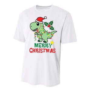 Merry Christmas Dino Holiday Performance Sprint T-Shirt