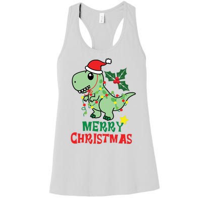 Merry Christmas Dino Holiday Women's Racerback Tank