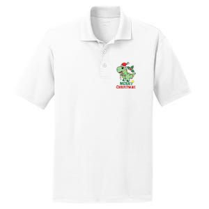 Merry Christmas Dino Holiday PosiCharge RacerMesh Polo