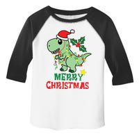 Merry Christmas Dino Holiday Toddler Fine Jersey T-Shirt