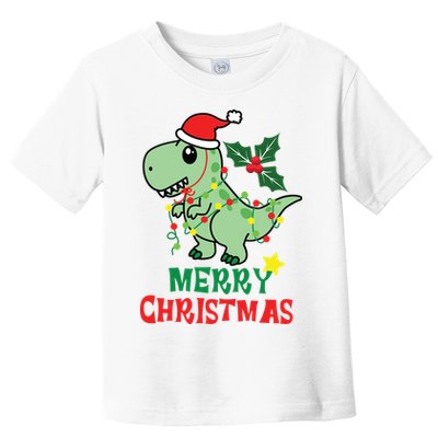 Merry Christmas Dino Holiday Toddler T-Shirt