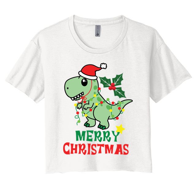 Merry Christmas Dino Holiday Crop Top