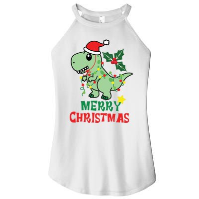 Merry Christmas Dino Holiday Women's Perfect Tri Rocker Tank