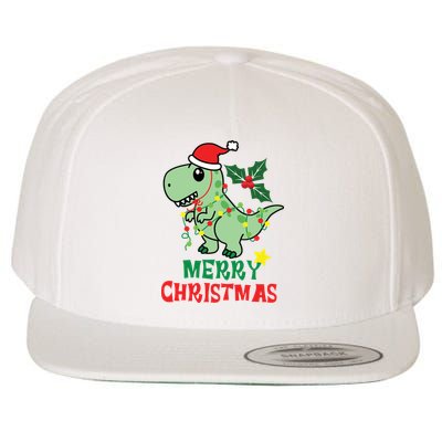 Merry Christmas Dino Holiday Wool Snapback Cap
