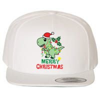 Merry Christmas Dino Holiday Wool Snapback Cap