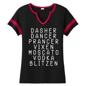 Merry Christmas Dasher Dancer Funny Holiday Ladies Halftime Notch Neck Tee