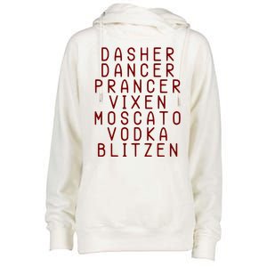 Merry Christmas Dasher Dancer Funny Holiday Womens Funnel Neck Pullover Hood