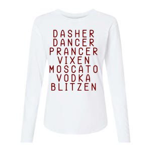 Merry Christmas Dasher Dancer Funny Holiday Womens Cotton Relaxed Long Sleeve T-Shirt