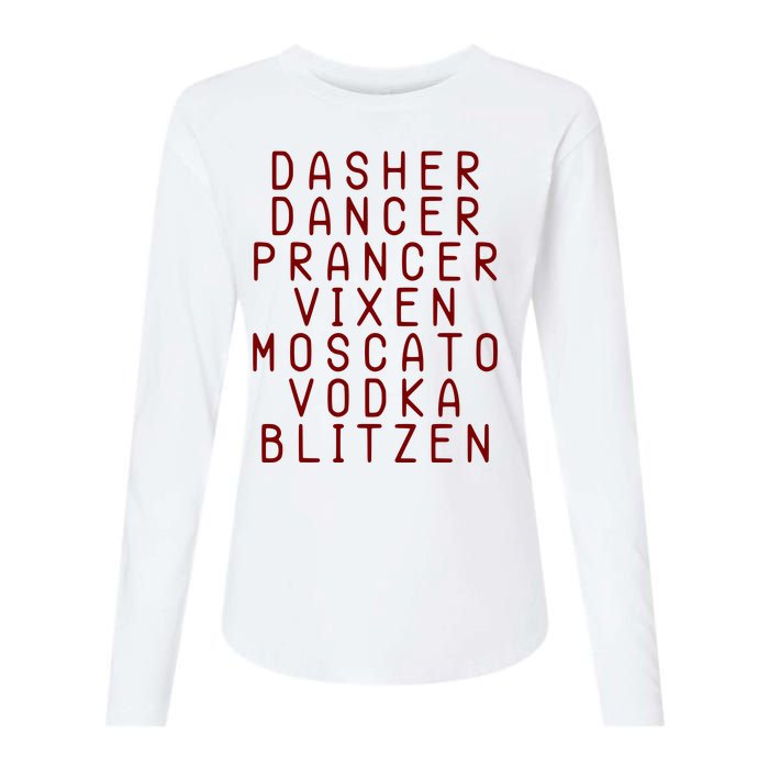 Merry Christmas Dasher Dancer Funny Holiday Womens Cotton Relaxed Long Sleeve T-Shirt