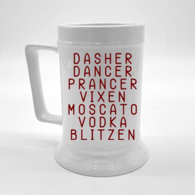 Merry Christmas Dasher Dancer Funny Holiday Beer Stein