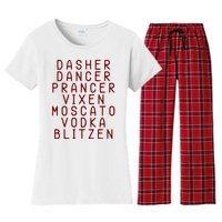 Merry Christmas Dasher Dancer Funny Holiday Women's Flannel Pajama Set