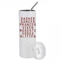 Merry Christmas Dasher Dancer Funny Holiday Stainless Steel Tumbler