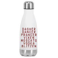 Merry Christmas Dasher Dancer Funny Holiday Stainless Steel Insulated Water Bottle