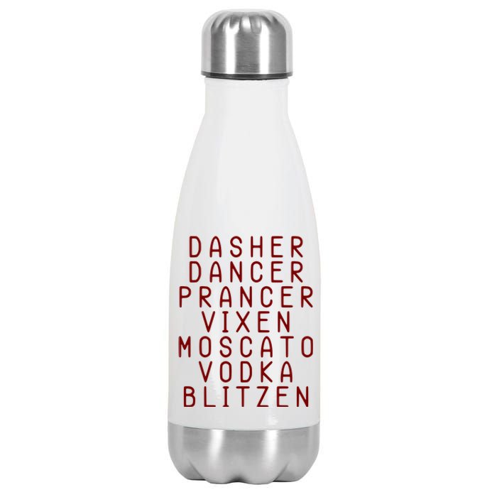 Merry Christmas Dasher Dancer Funny Holiday Stainless Steel Insulated Water Bottle