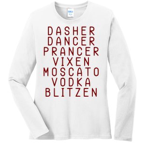 Merry Christmas Dasher Dancer Funny Holiday Ladies Long Sleeve Shirt