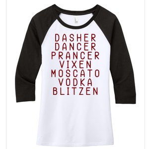 Merry Christmas Dasher Dancer Funny Holiday Women's Tri-Blend 3/4-Sleeve Raglan Shirt