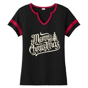 Merry Christmas Design For Ladies Halftime Notch Neck Tee