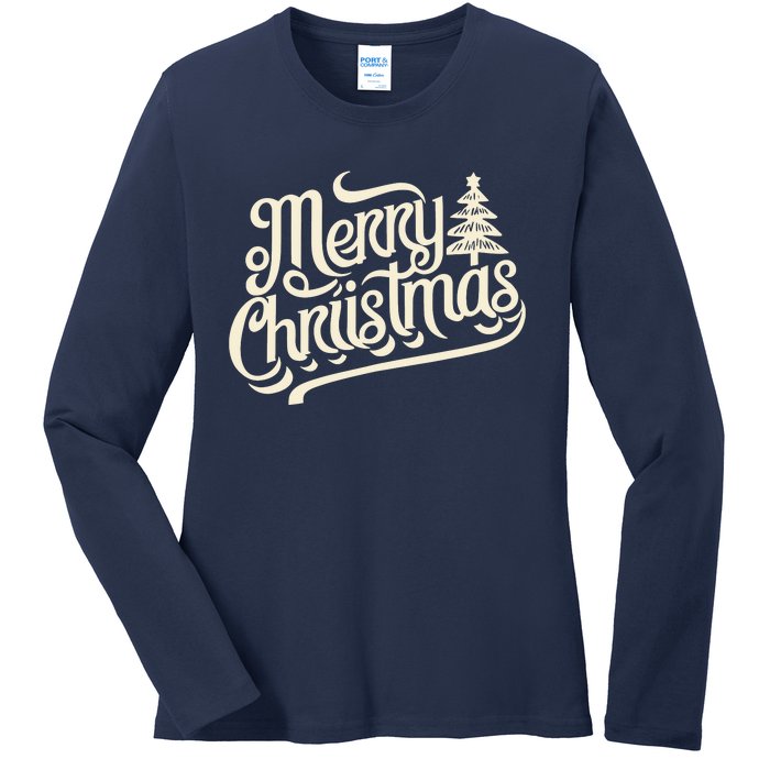 Merry Christmas Design For Ladies Long Sleeve Shirt