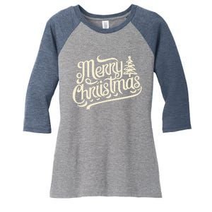 Merry Christmas Design For Women's Tri-Blend 3/4-Sleeve Raglan Shirt