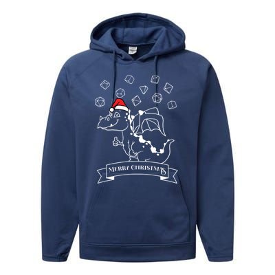 Merry Christmas Dragon Dice D20 Rpg Gamer Dungeon Rpg Gamer Meaningful Gift Performance Fleece Hoodie