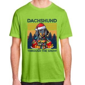 Merry Christmas Dachshund Dog Through The Snow Cute Gift Adult ChromaSoft Performance T-Shirt