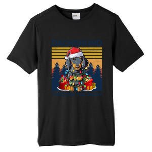 Merry Christmas Dachshund Dog Through The Snow Cute Gift Tall Fusion ChromaSoft Performance T-Shirt