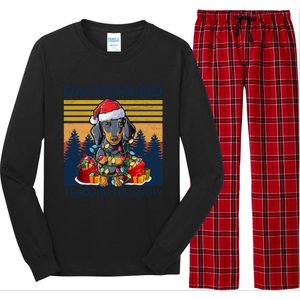 Merry Christmas Dachshund Dog Through The Snow Cute Gift Long Sleeve Pajama Set