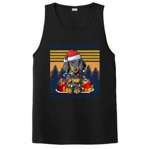 Merry Christmas Dachshund Dog Through The Snow Cute Gift PosiCharge Competitor Tank