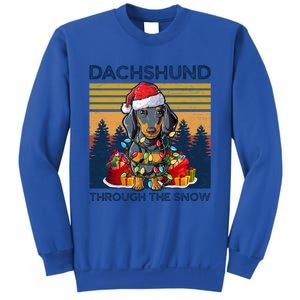 Merry Christmas Dachshund Dog Through The Snow Cute Gift Sweatshirt