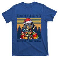 Merry Christmas Dachshund Dog Through The Snow Cute Gift T-Shirt