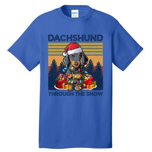 Merry Christmas Dachshund Dog Through The Snow Cute Gift Tall T-Shirt