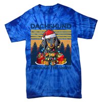 Merry Christmas Dachshund Dog Through The Snow Cute Gift Tie-Dye T-Shirt