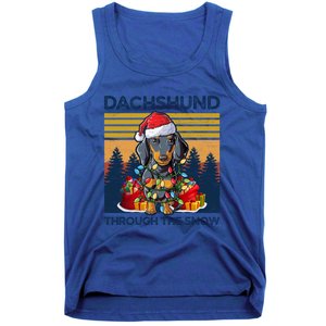 Merry Christmas Dachshund Dog Through The Snow Cute Gift Tank Top