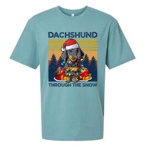 Merry Christmas Dachshund Dog Through The Snow Cute Gift Sueded Cloud Jersey T-Shirt