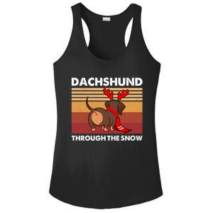 Merry Christmas Dachshund Dog Through The Snow Cool Gift Ladies PosiCharge Competitor Racerback Tank