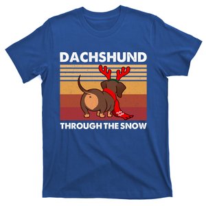 Merry Christmas Dachshund Dog Through The Snow Cool Gift T-Shirt