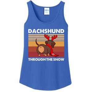 Merry Christmas Dachshund Dog Through The Snow Cool Gift Ladies Essential Tank