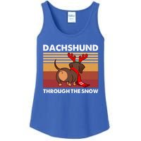 Merry Christmas Dachshund Dog Through The Snow Cool Gift Ladies Essential Tank