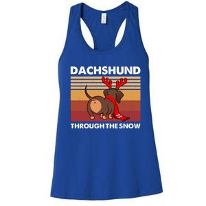 Merry Christmas Dachshund Dog Through The Snow Cool Gift Women's Racerback Tank