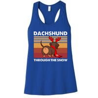 Merry Christmas Dachshund Dog Through The Snow Cool Gift Women's Racerback Tank