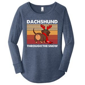 Merry Christmas Dachshund Dog Through The Snow Cool Gift Women's Perfect Tri Tunic Long Sleeve Shirt