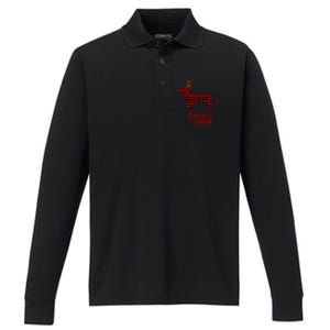 Merry Christmas Dachshund Dog Through The Snow Red Plaid Gift Performance Long Sleeve Polo