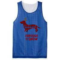 Merry Christmas Dachshund Dog Through The Snow Red Plaid Gift Mesh Reversible Basketball Jersey Tank