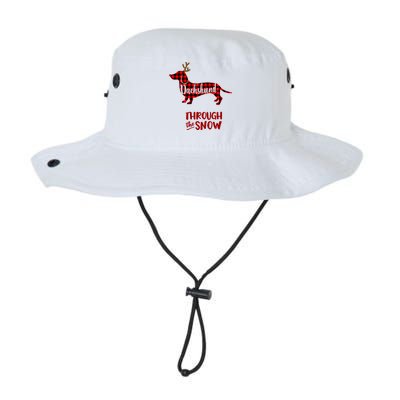 Merry Christmas Dachshund Dog Through The Snow Red Plaid Gift Legacy Cool Fit Booney Bucket Hat