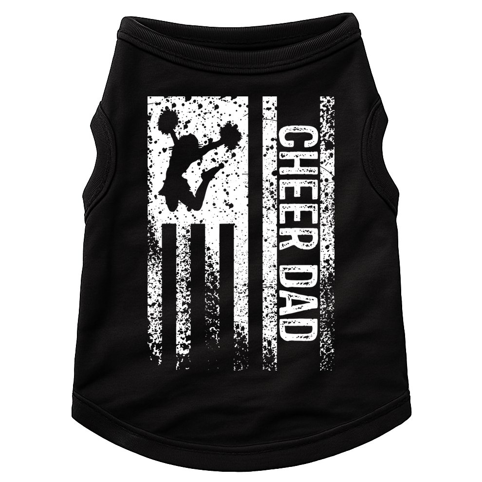 Mens Cheer Dad Vintage American Flag Father Cheerleader Squad Doggie Tank