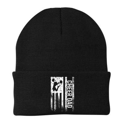 Mens Cheer Dad Vintage American Flag Father Cheerleader Squad Beanie